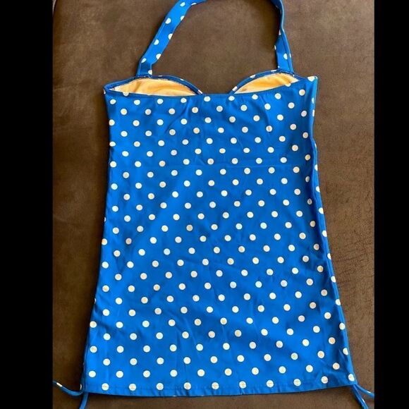 dELIA*S Blue Polka Dot Ruched Halter Tankini - Picture 4 of 7